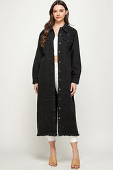 Women’s Oversized Long Denim Jacket Distressed | Zarnesh